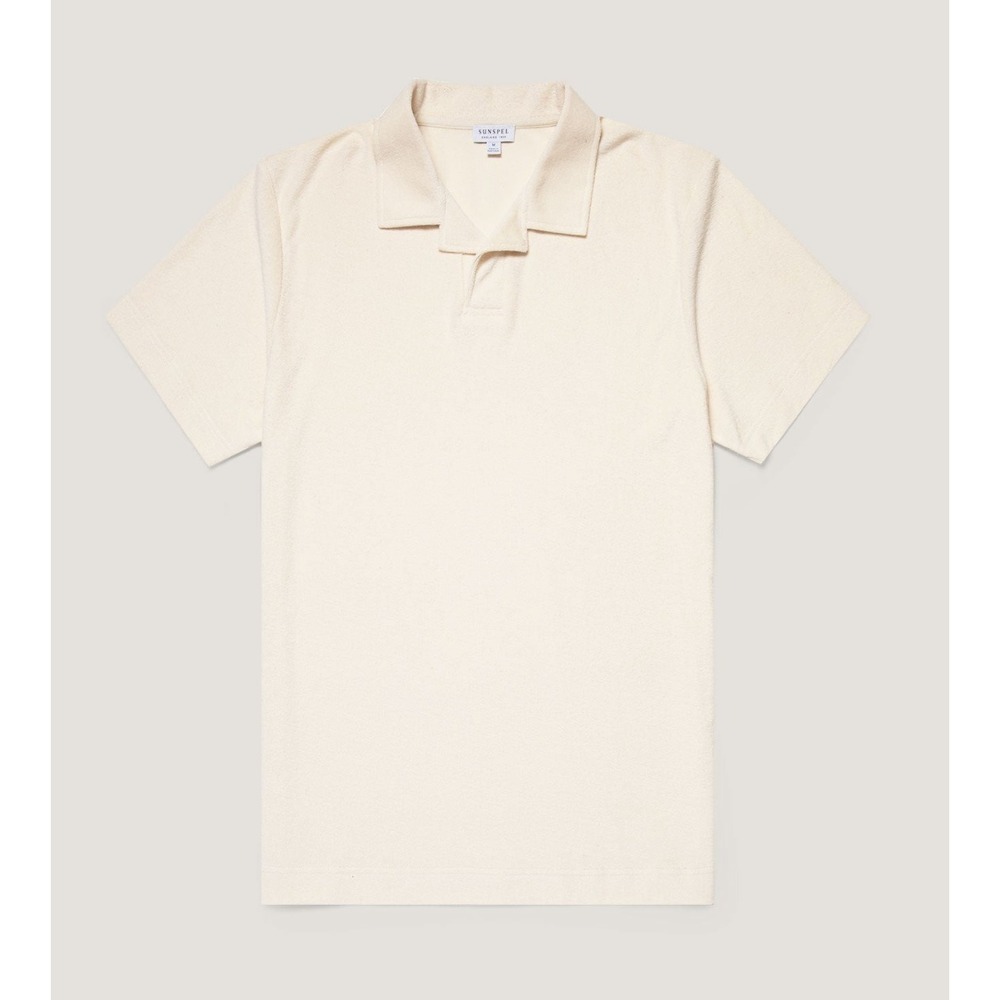 SUNSPEL TOWELLING POLO SHIRT ECRU SIZE M 140$ RETAIL